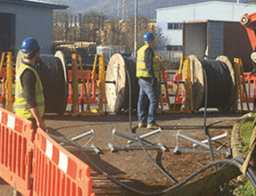 11 KV cable being installed by Newconn team, crane in background