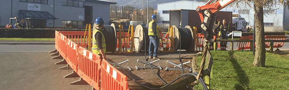 11 KV cable being installed by Newconn team, crane in background