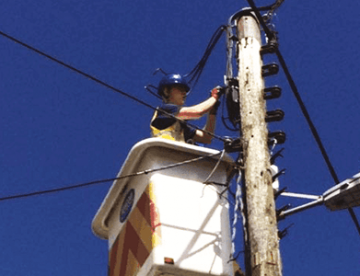 Newconn worker performing maintenance work on overhead electrical lines